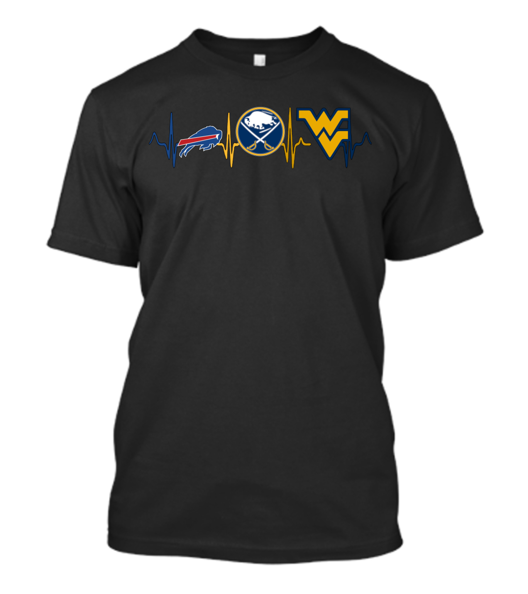 Buffalo Bills Sabres West Virginia Mountaineers Heartbeat T-Shirt