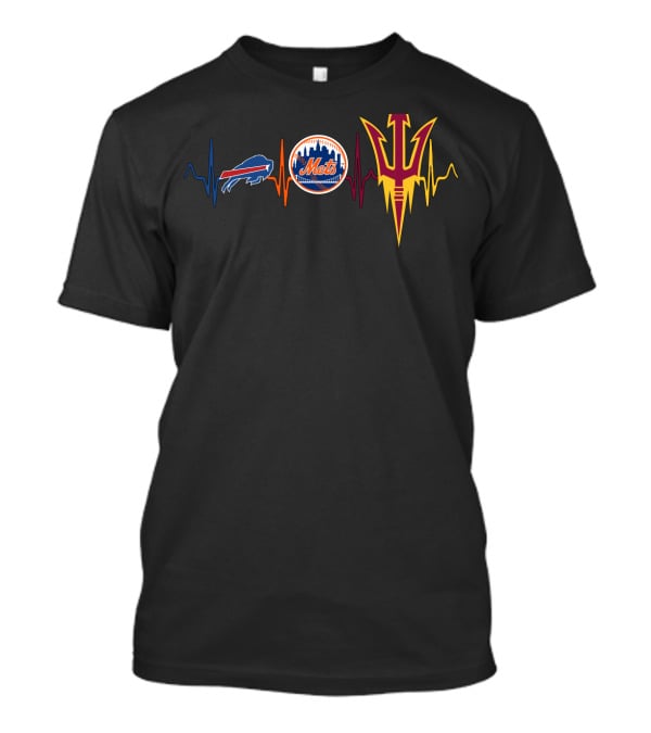 Buffalo Bills New York Mets Arizona State Sun Devils Heartbeat T-Shirt