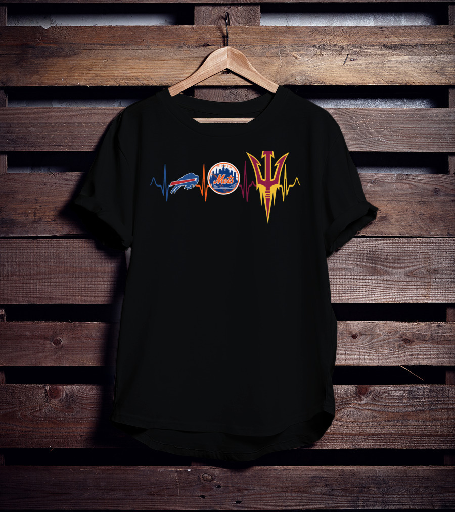 Buffalo Bills New York Mets Arizona State Sun Devils Heartbeat T-Shirt
