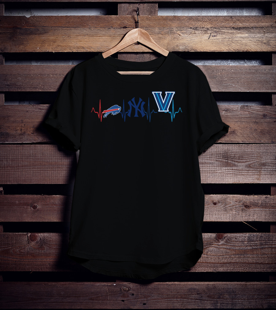 Buffalo Bills New York Yankees Villanova Heartbeat T-Shirt
