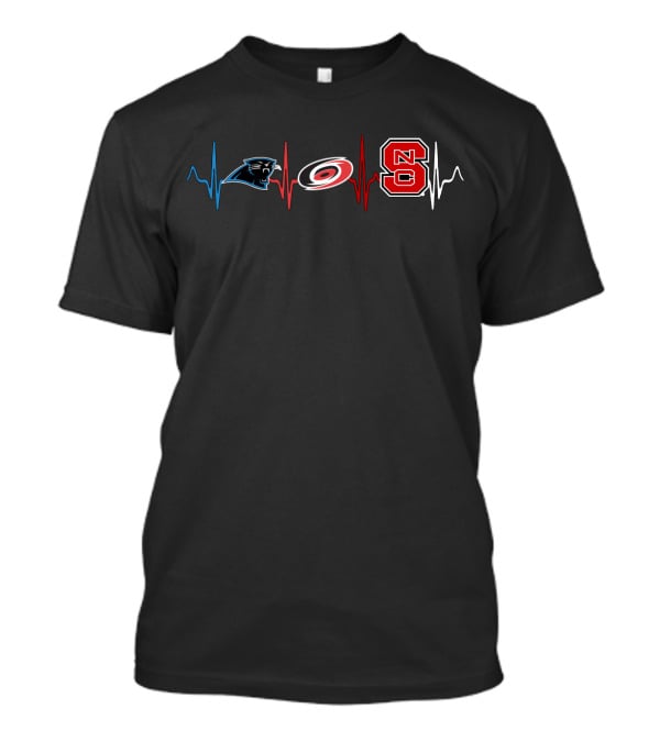 Love Carolina Panthers Hurricanes Nc State Heartbeat T-Shirt