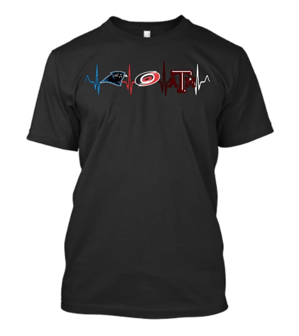 Carolina Panthers Hurricanes Texas A&M Heartbeat T-Shirt
