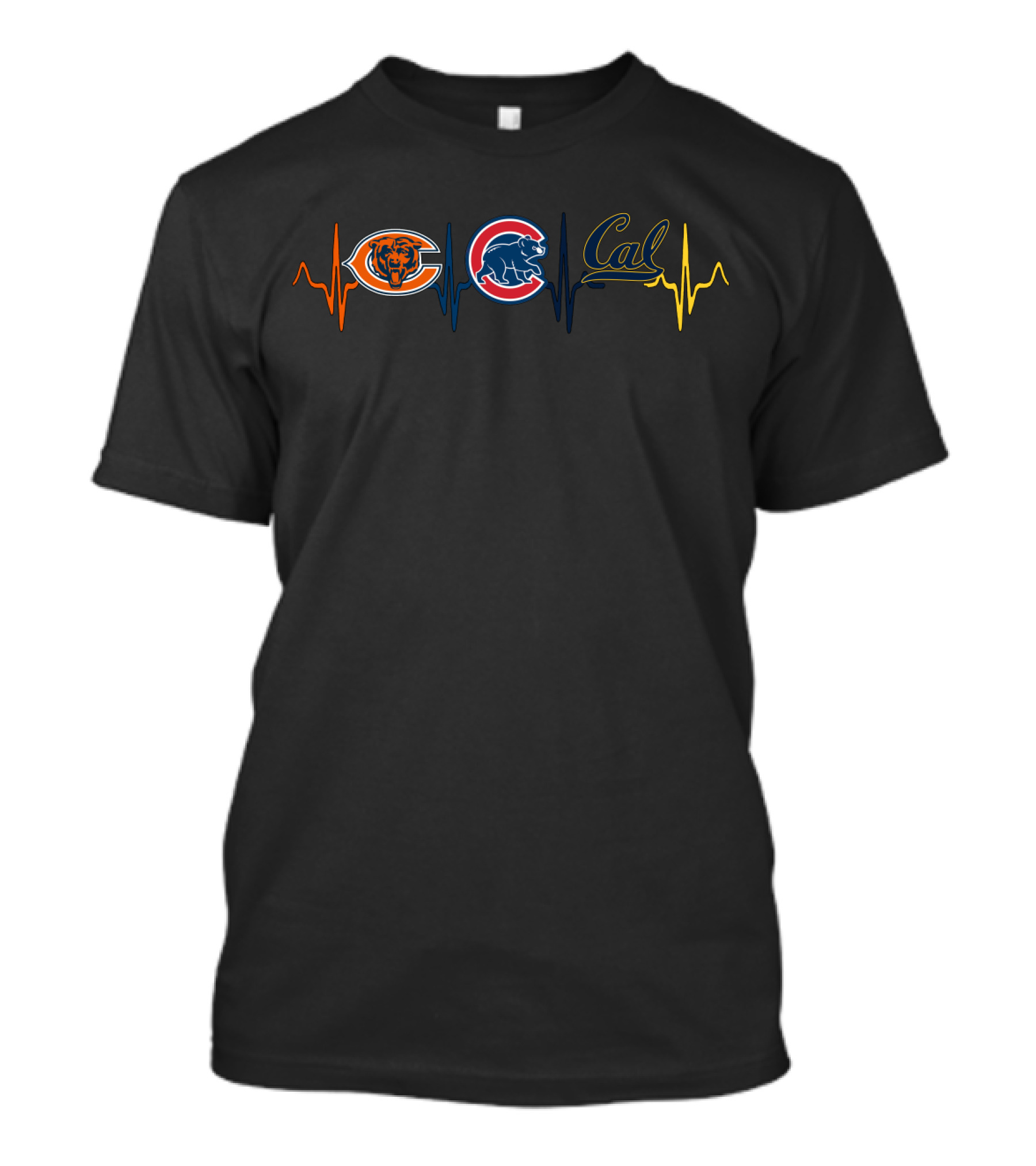 Chicago Bears Cubs Cal Golden Bears Cgb Heartbeat T-Shirt