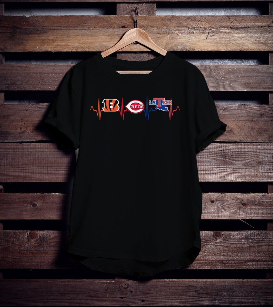 Bengals Reds La Tech Heartbeat Logo Combination T-Shirt
