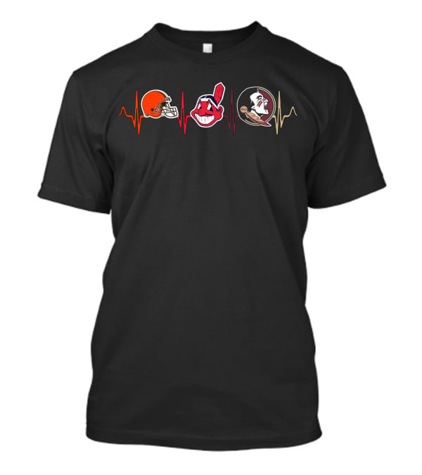 Love Browns Indians Fss Heartbeat T-Shirt