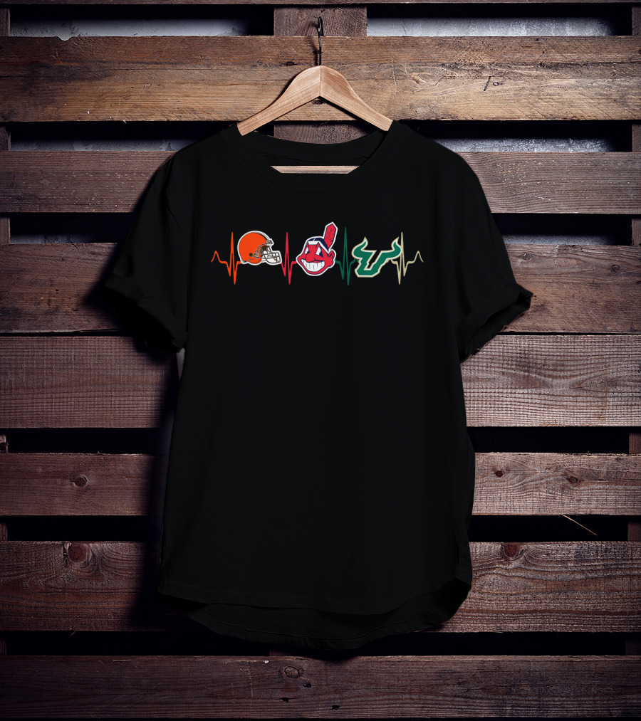 Browns Indians Sfb Heartbeat T-Shirt