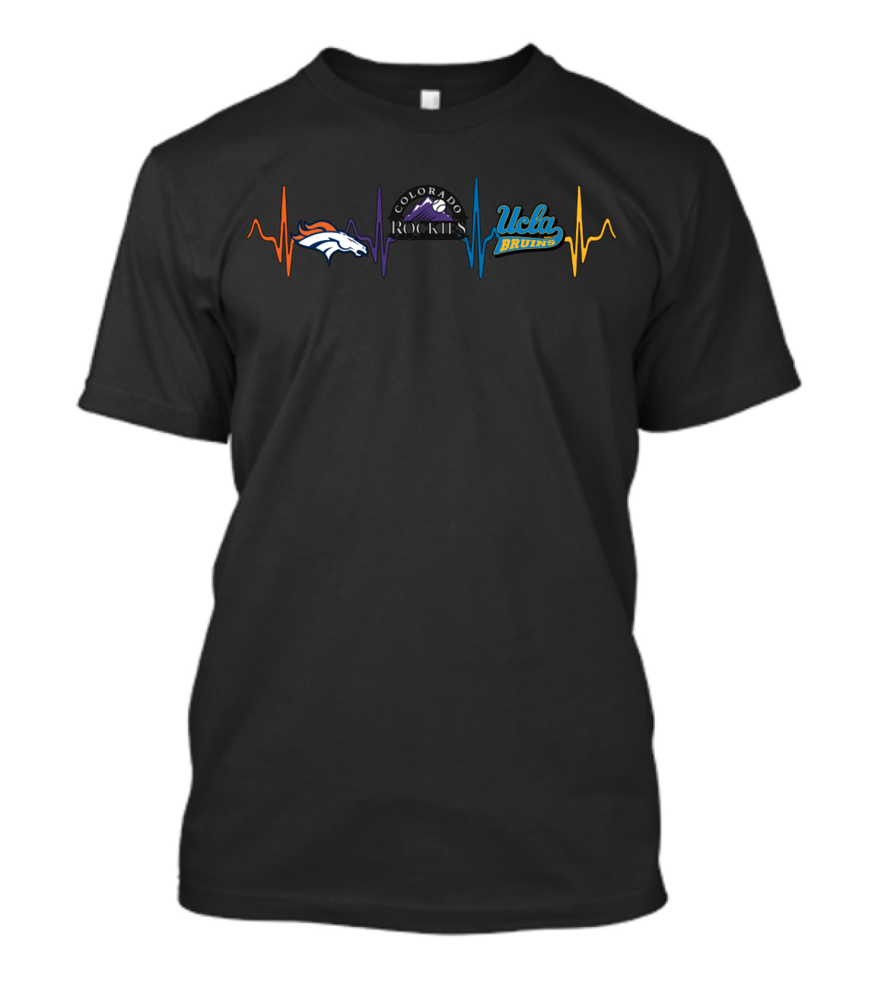 Love Broncos Colorado Rockies Ucla Bruins Heartbeat T-Shirt