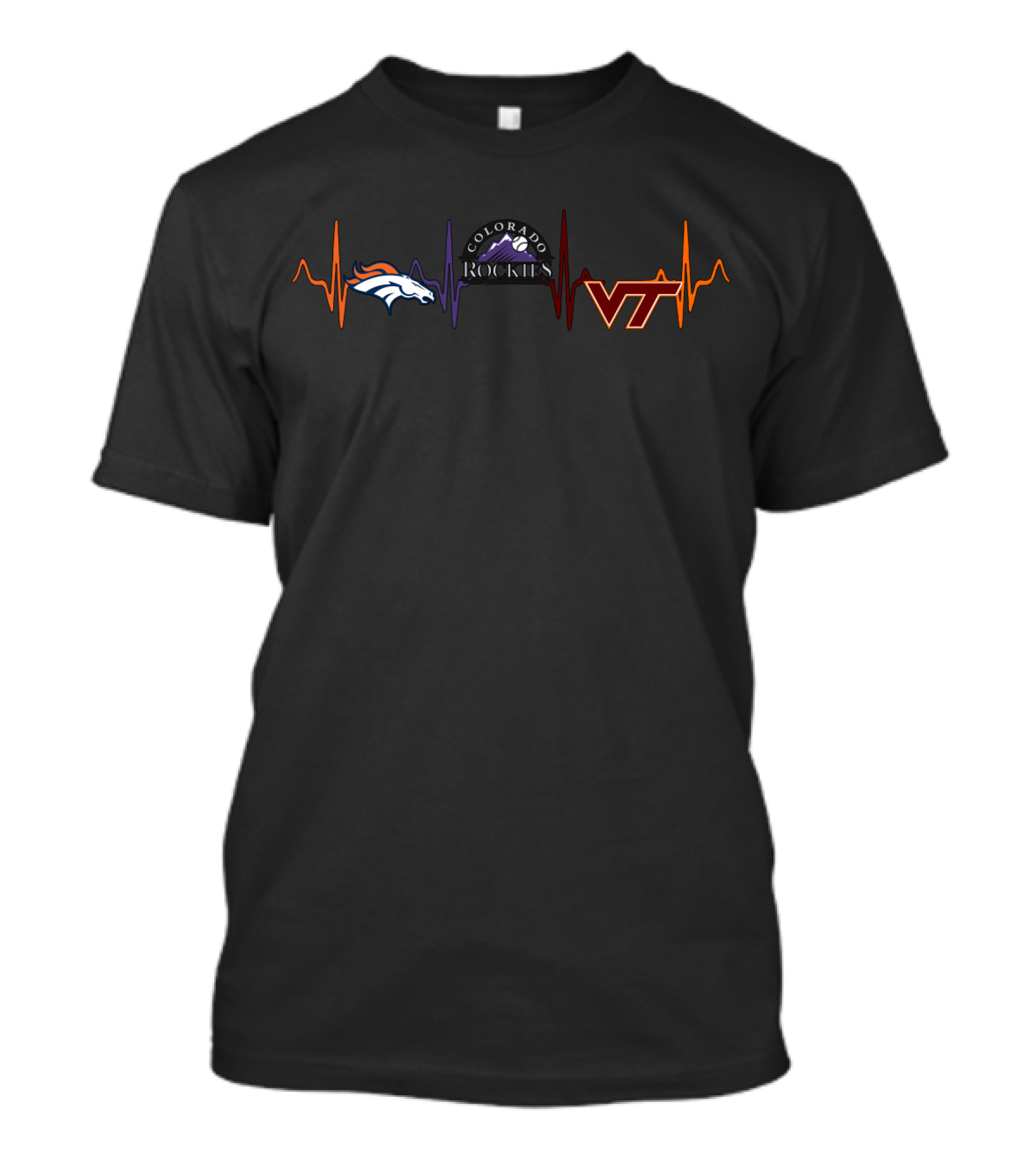 Love Denver Broncos Colorado Rockies Virginia Tech Hokies Vth T-Shirt
