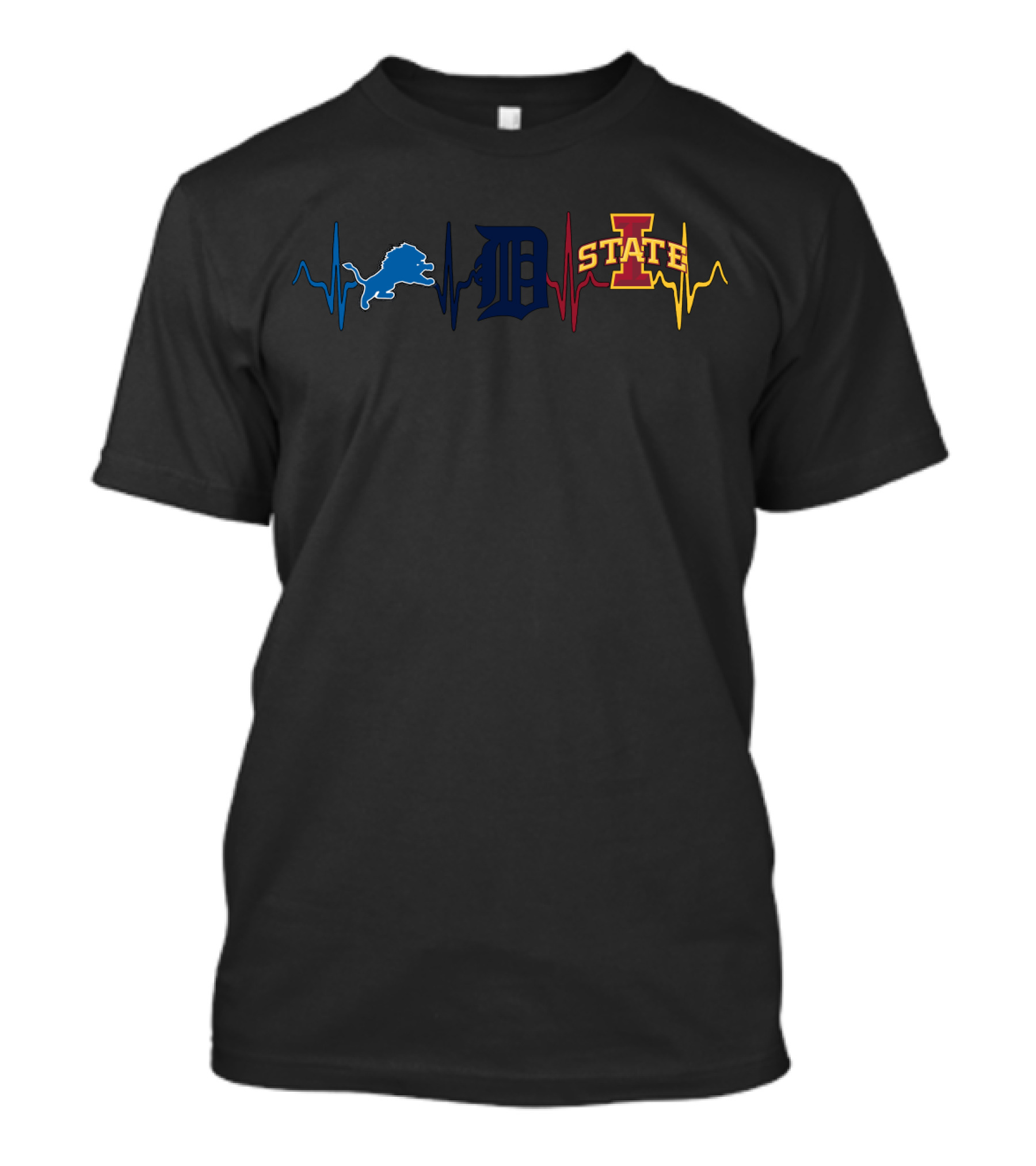 Detroit Lions Detroit Tigers Iowa State Cyclones Heartbeat T-Shirt