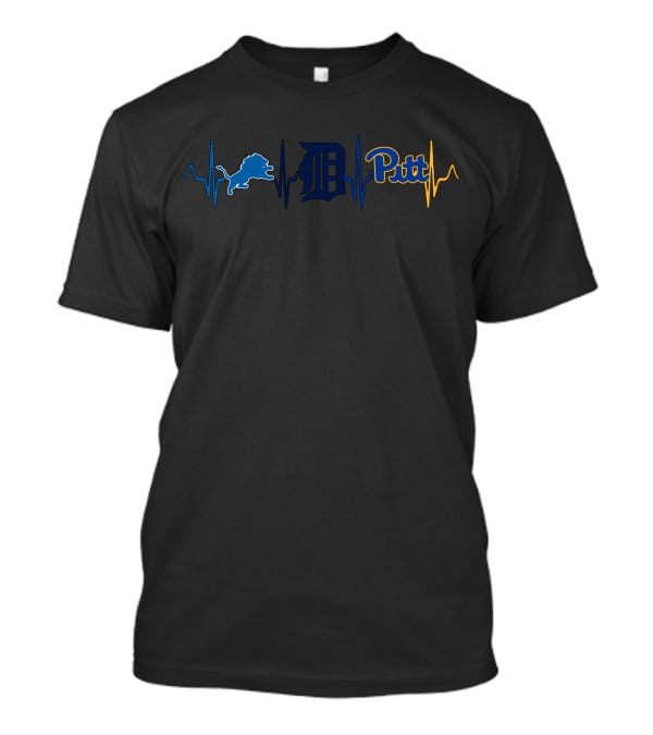 Detroit Lions Detroit Tigers Pittsburgh Panthers Heartbeat T-Shirt