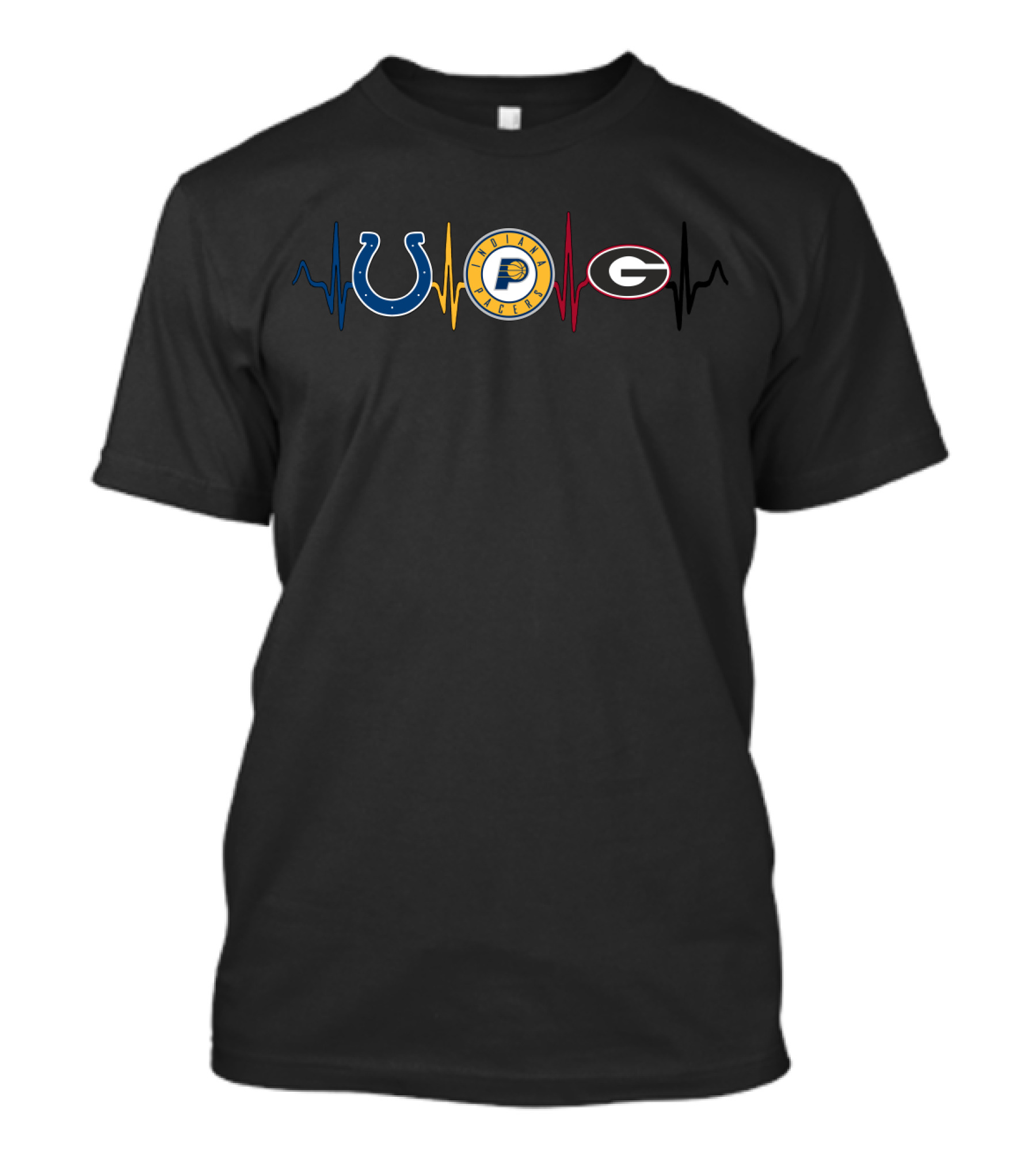 Love Indianapolis Colts Indiana Pacers Georgia Bulldogs Heartbeat T-Shirt