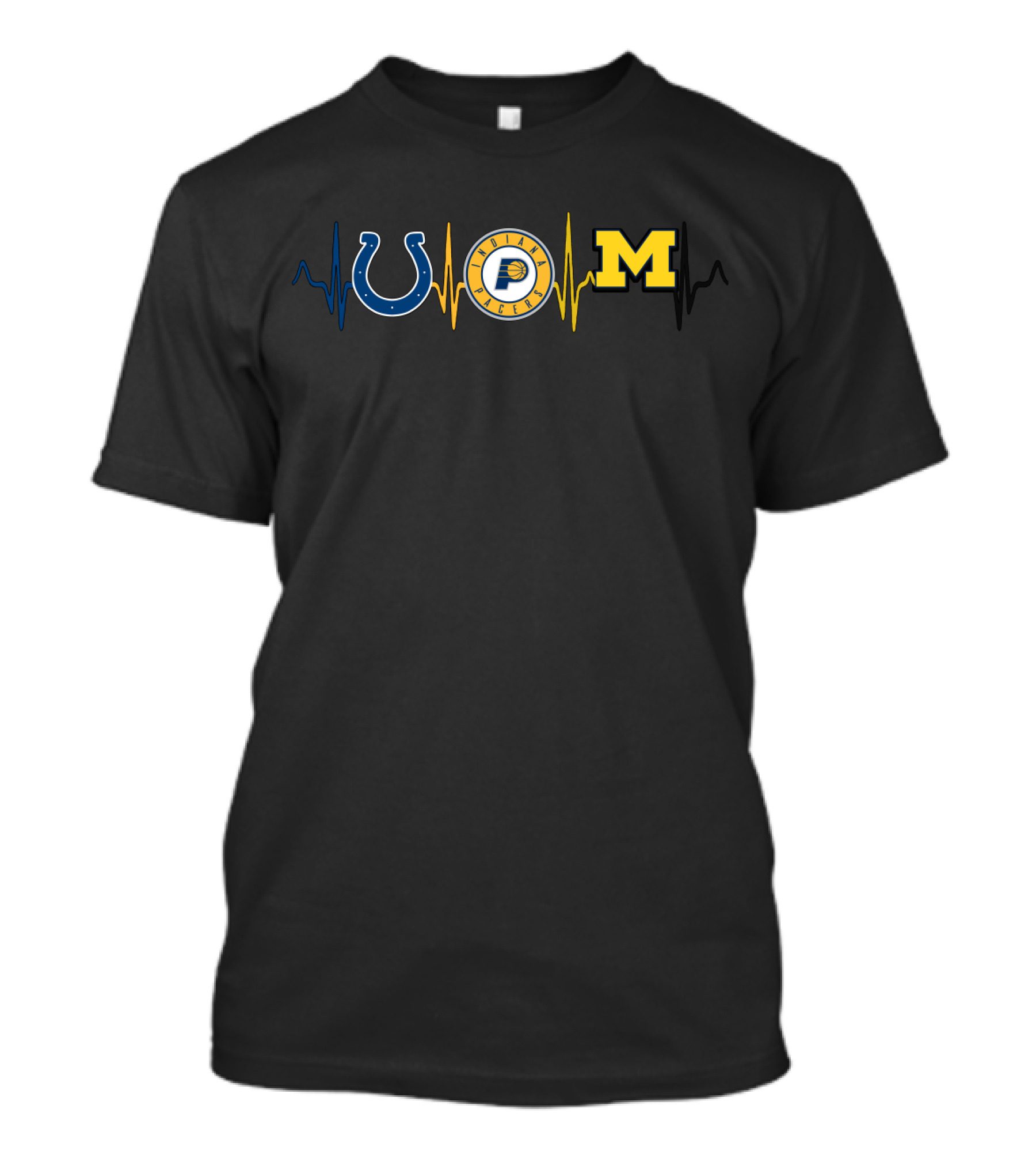 Love Colts Pacers Michigan Heartbeat T-Shirt