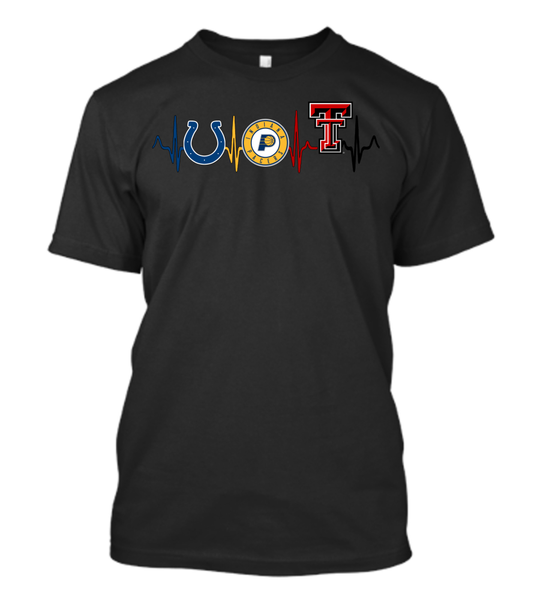 Love Colts Pacers Texas Tech Heartbeat T-Shirt