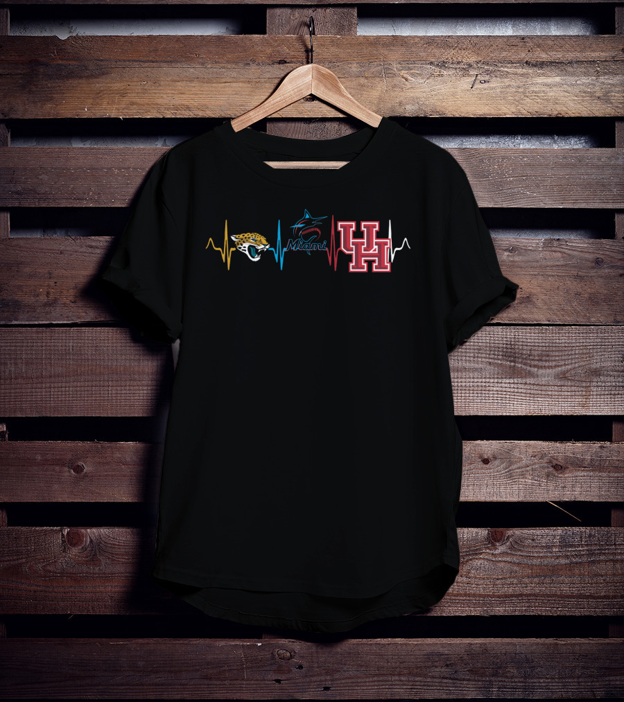 Love Jaguars Miami Marlins Uh Heartbeat T-Shirt