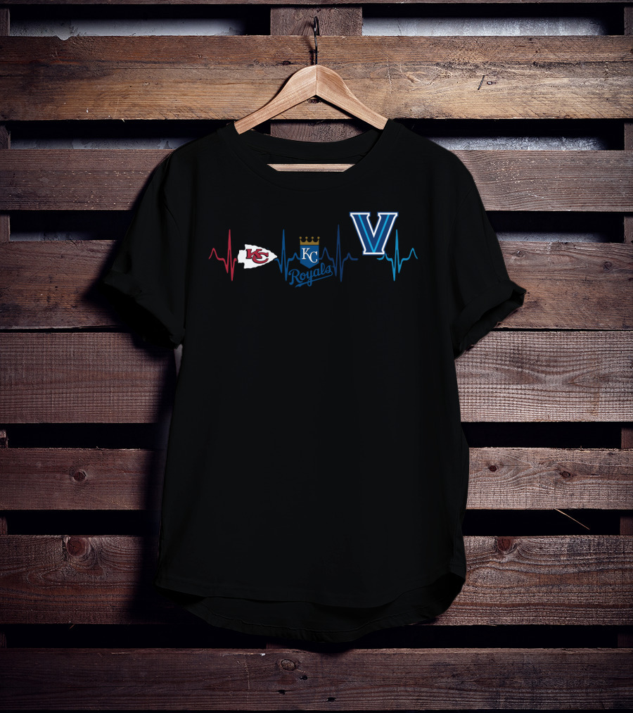 Kansas City Chiefs Royals Villanova Heartbeat T-Shirt