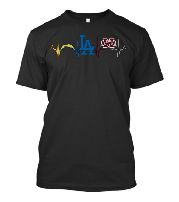 Love Chargers Dodgers Mississippi State Bulldogs Logo Mashup T-Shirt