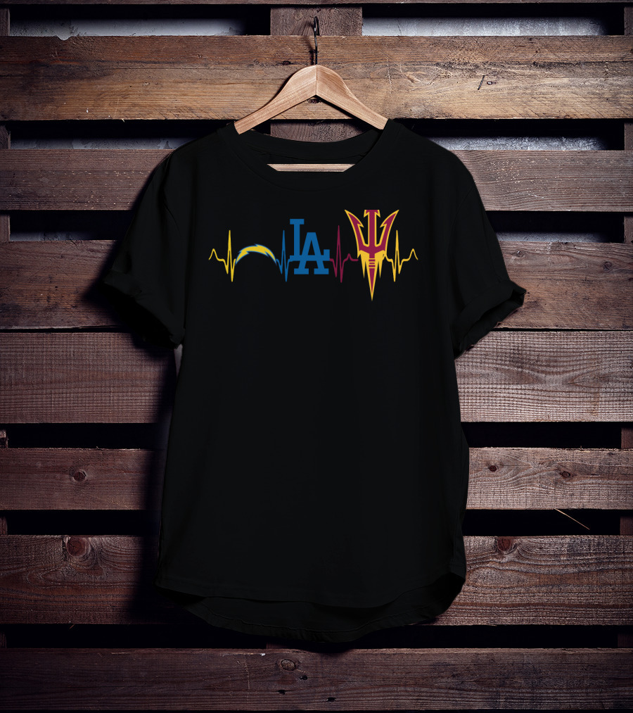 Chargers La Dodgers Arizona State Sun Devils Heartbeat T-Shirt