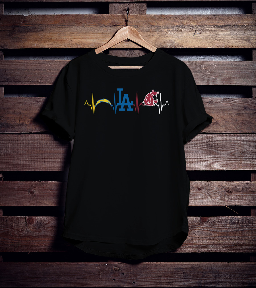 Love Chargers Dodgers Wsc Heartbeat Line T-Shirt