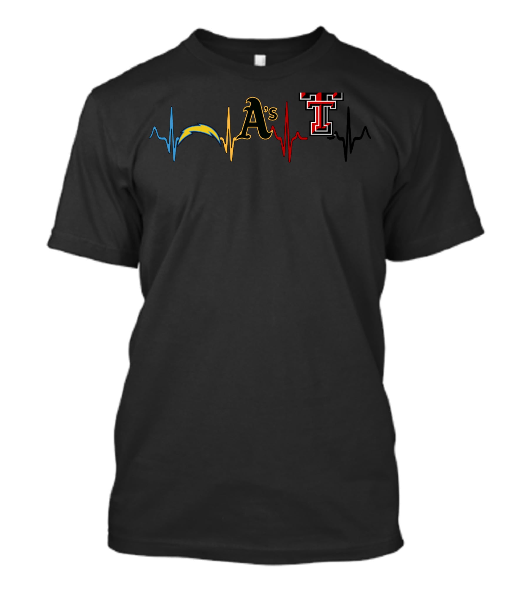 Athletics Love Chargers Trr Heartbeat With A's Symbol And Tt T-Shirt
