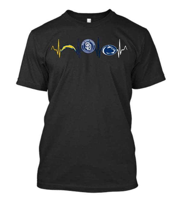 San Diego Chargers Padres Penn State Nittany Lions Heartbeat T-Shirt