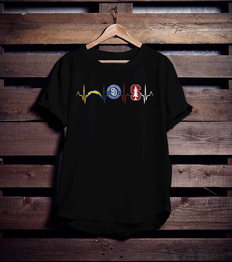 Love Chargers Padres Stanford Heartbeat T-Shirt
