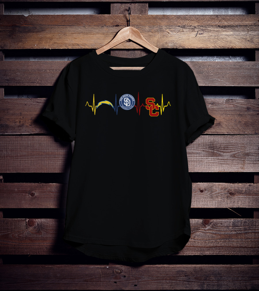 Chargers San Diego Padres Usc Heartbeat T-Shirt