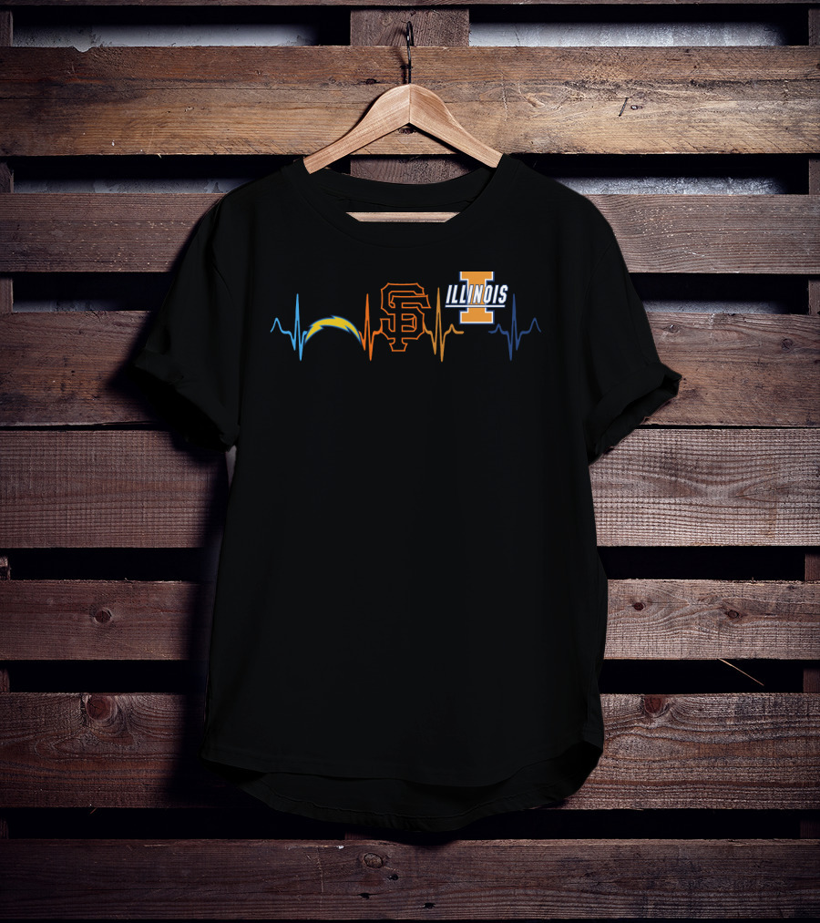 Chargers Sf Giants Illinois Fighting Illini Heartbeat T-Shirt