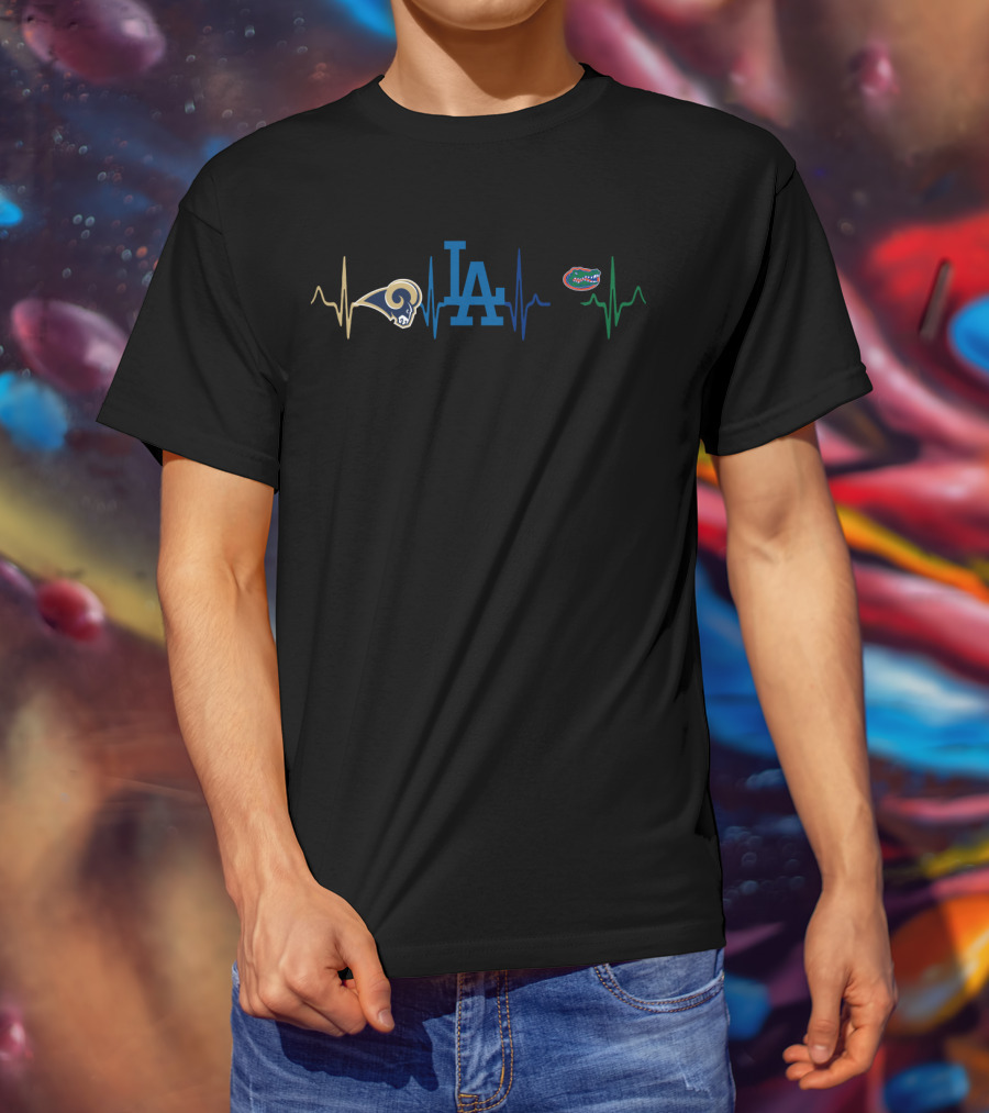 Rams Dodgers Gators Heartbeat T-Shirt