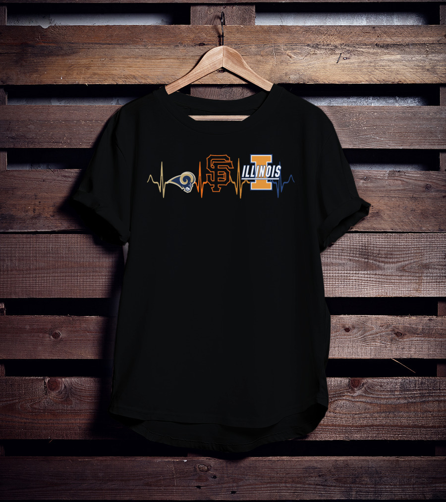 Rams Sf Giants Illinois Heartbeat Love T-Shirt