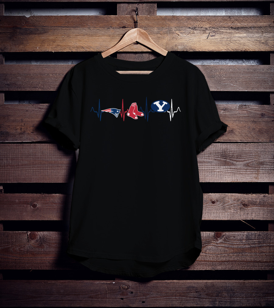 Patriots Red Sox Byu Heartbeat Fan T-Shirt