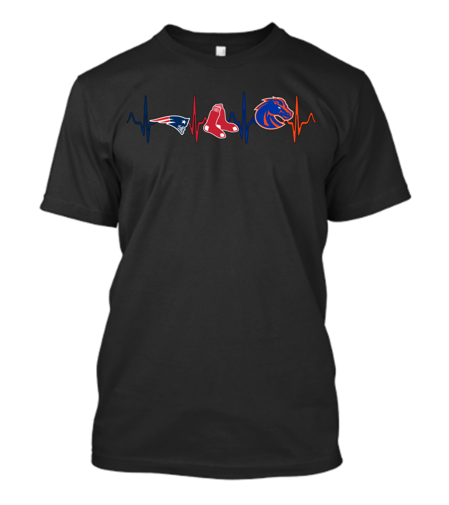 Love Patriots Red Sox Broncos Bsb Heartbeat T-Shirt