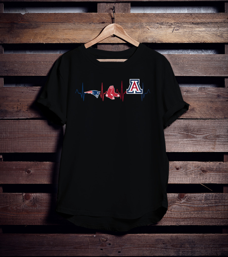 Patriots Red Sox Arizona Wildcats Pulse Heartbeat T-Shirt