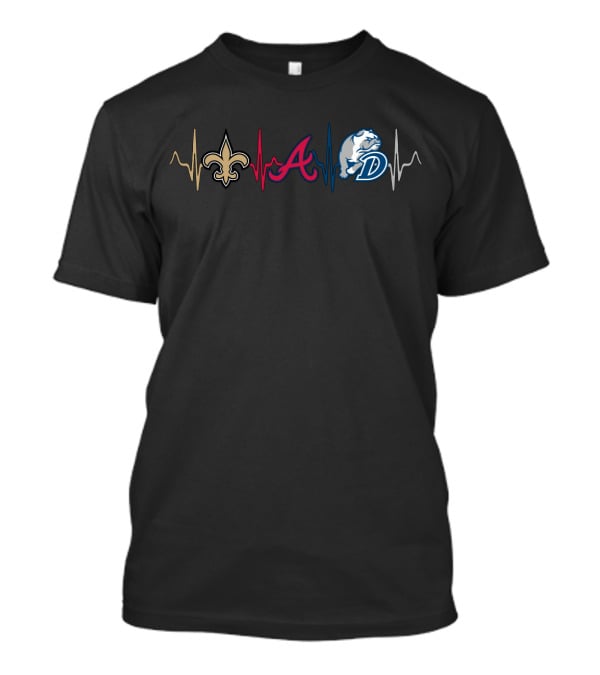 Saints Braves Bulldogs Heartbeat T-Shirt