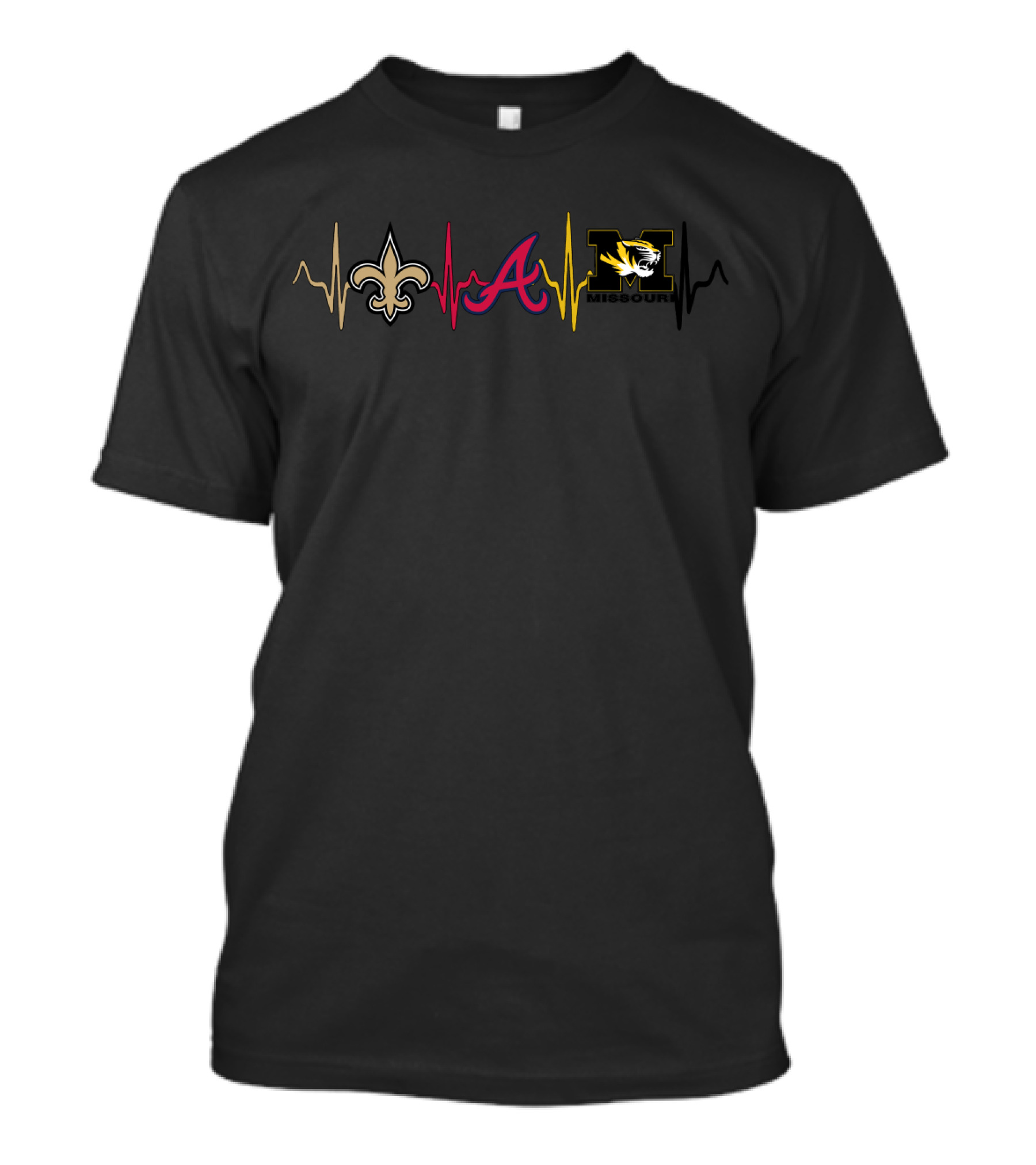 Saints Atlanta Braves Missouri Tigers Heartbeat T-Shirt