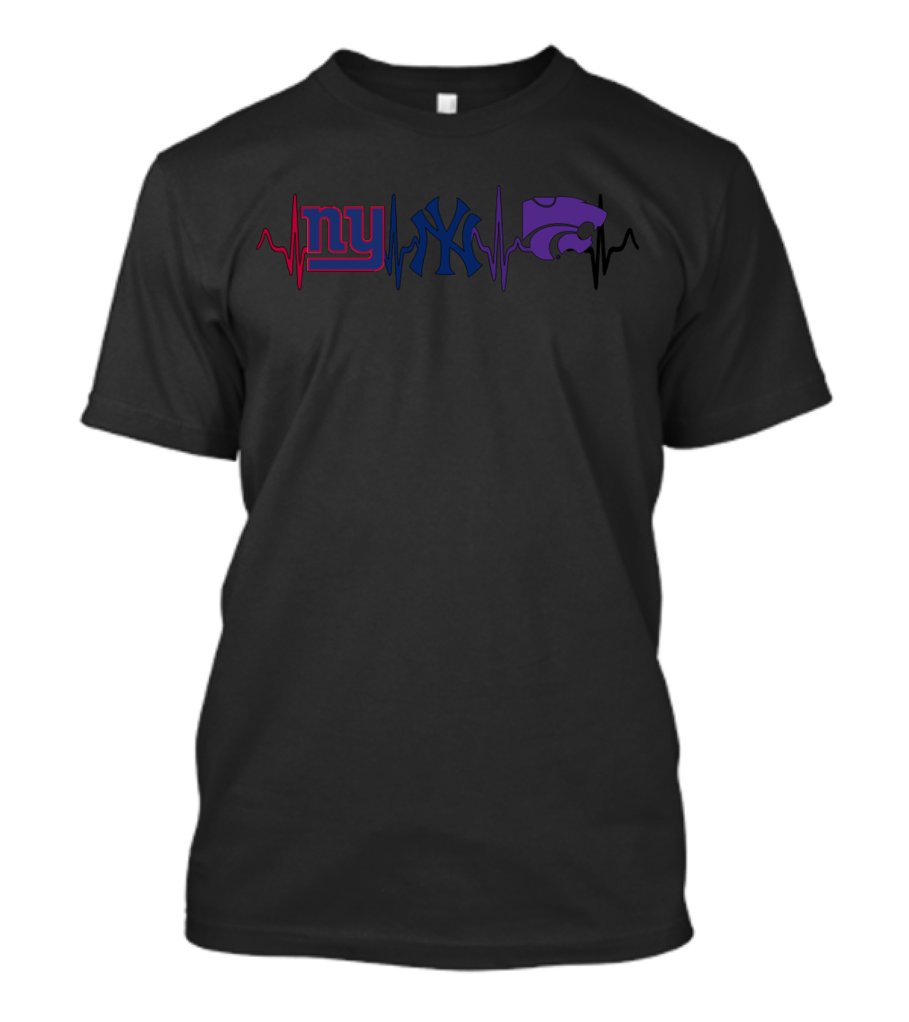 Love Giants Yankees Wildcats Heartbeat T-Shirt