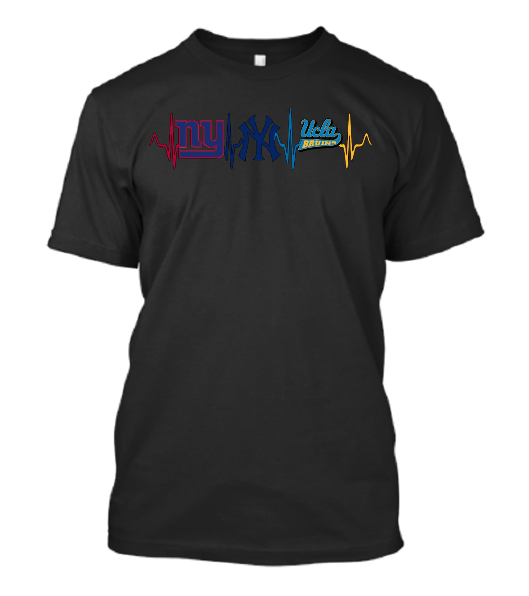 Ny Giants Ny Yankees Ucla Bruins Ekg Line T-Shirt