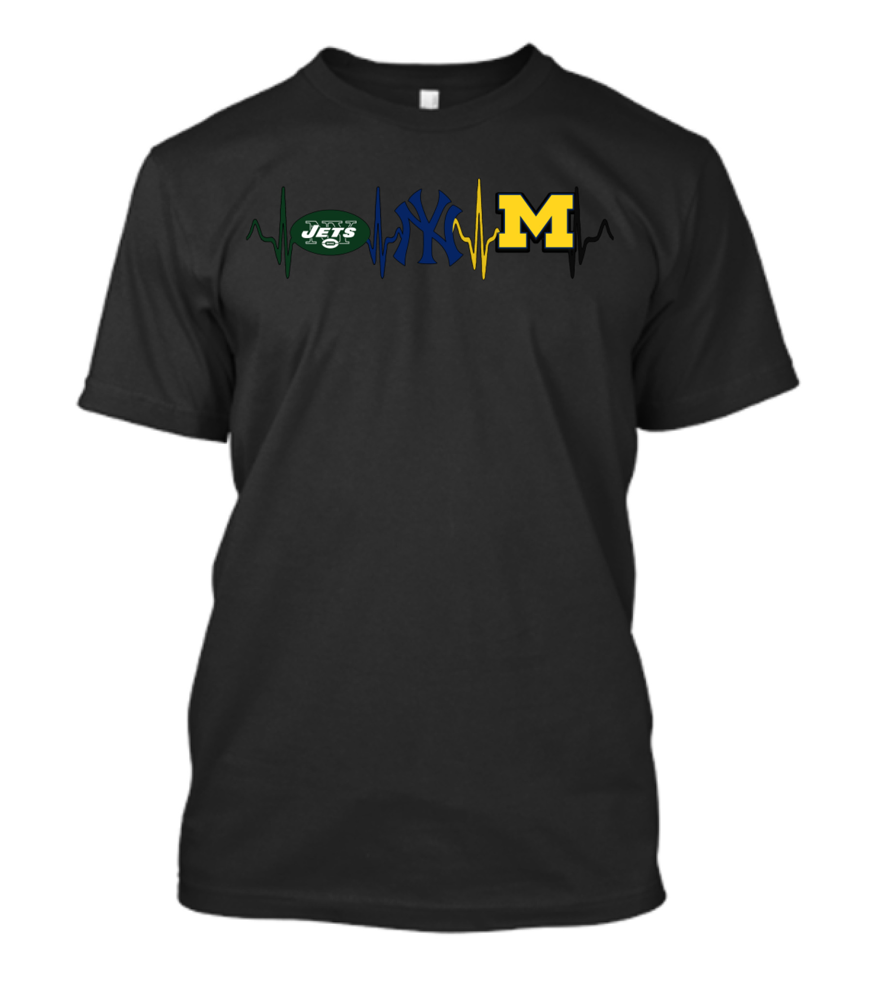 Jets Yankees Michigan Heartbeat Trio T-Shirt