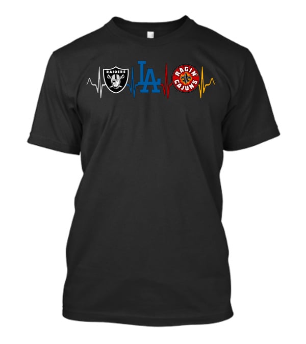 Raiders Dodgers Ragin Cajuns Heartbeat Lrc T-Shirt