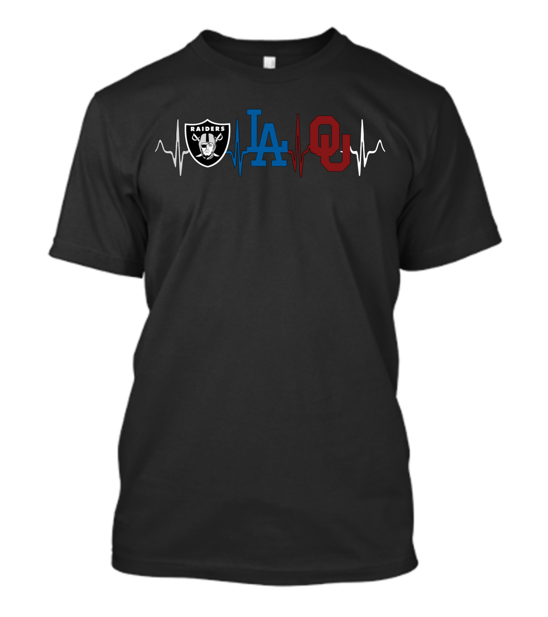 Raiders Dodgers Ou Heartbeat Logo Fan Mix T-Shirt