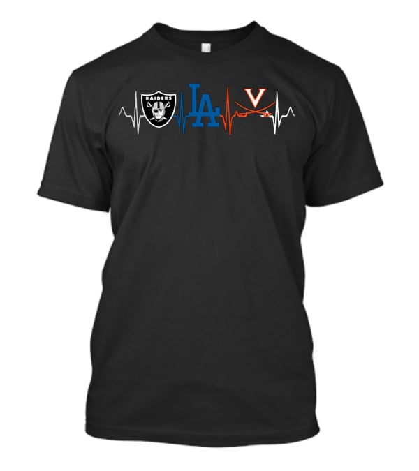Raiders La Dodgers Virginia Cavaliers Heartbeat T-Shirt