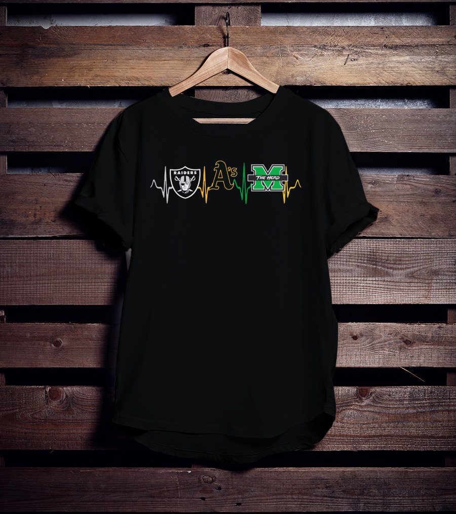 Raiders A’s The Herd Mth Heartbeat Sports Fusion T-Shirt
