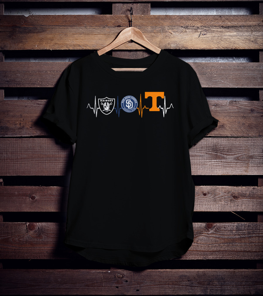 Raiders San Diego Padres Tennessee Love Heartbeat T-Shirt