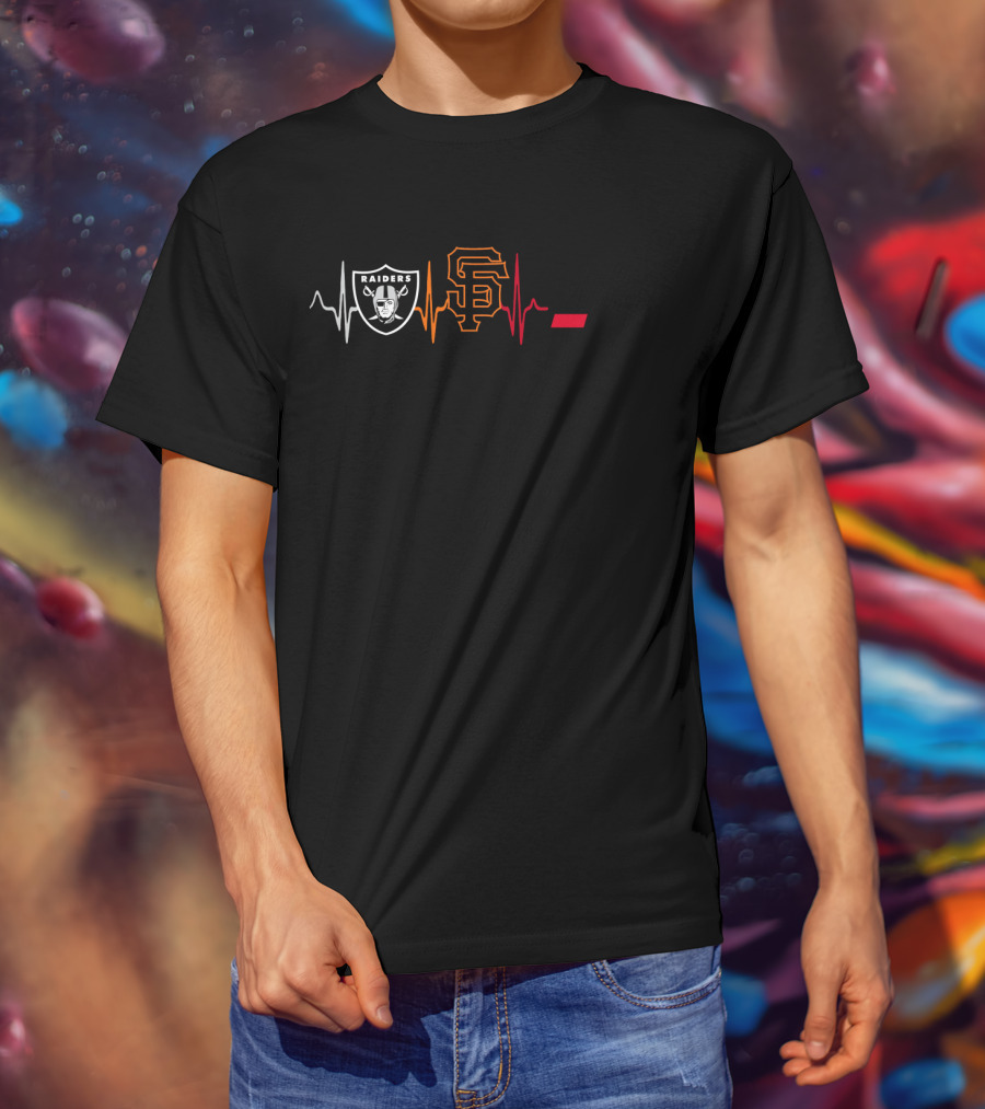 Raiders Giants Cincinnati Bearcats Heartbeat T-Shirt