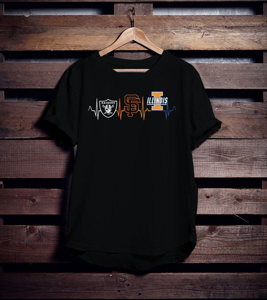 Raiders Giants Illinois Heartbeat T-Shirt