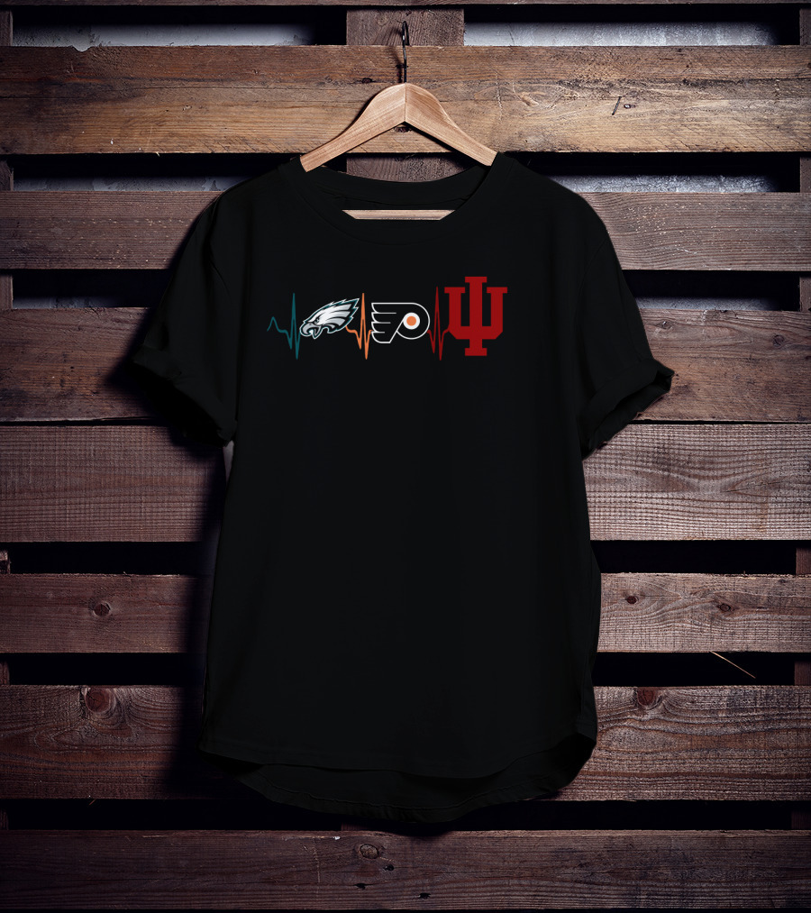Philadelphia Eagles Flyers Indiana Hoosiers Heartbeat T-Shirt