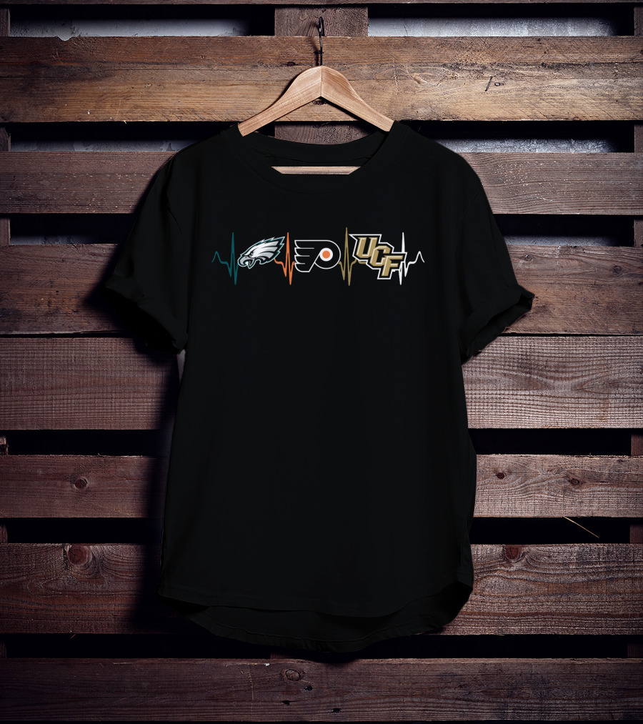 Eagles Flyers Ucf Heartbeat Logo Display T-Shirt