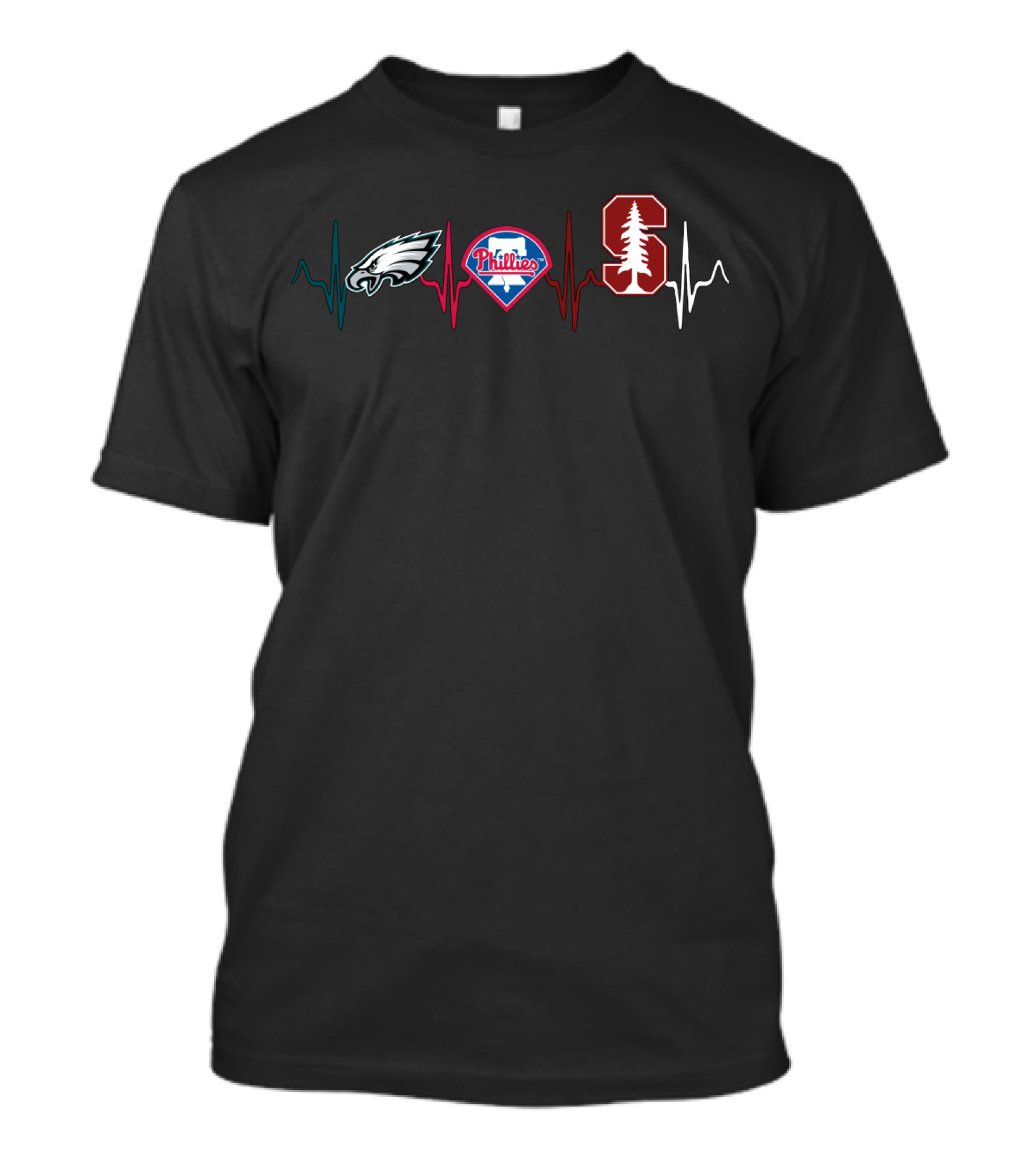 Philadelphia Eagles Phillies Stanford Cardinal Heartbeat T-Shirt