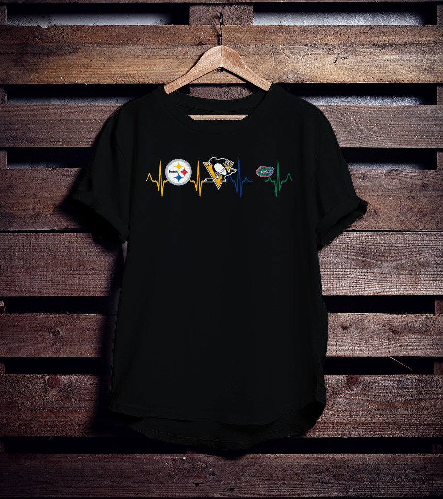 Steelers Penguins Gators Heartbeat Love T-Shirt