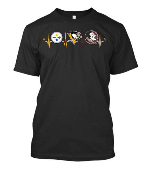 Steelers Penguins Florida State Seminoles Heartbeat T-Shirt