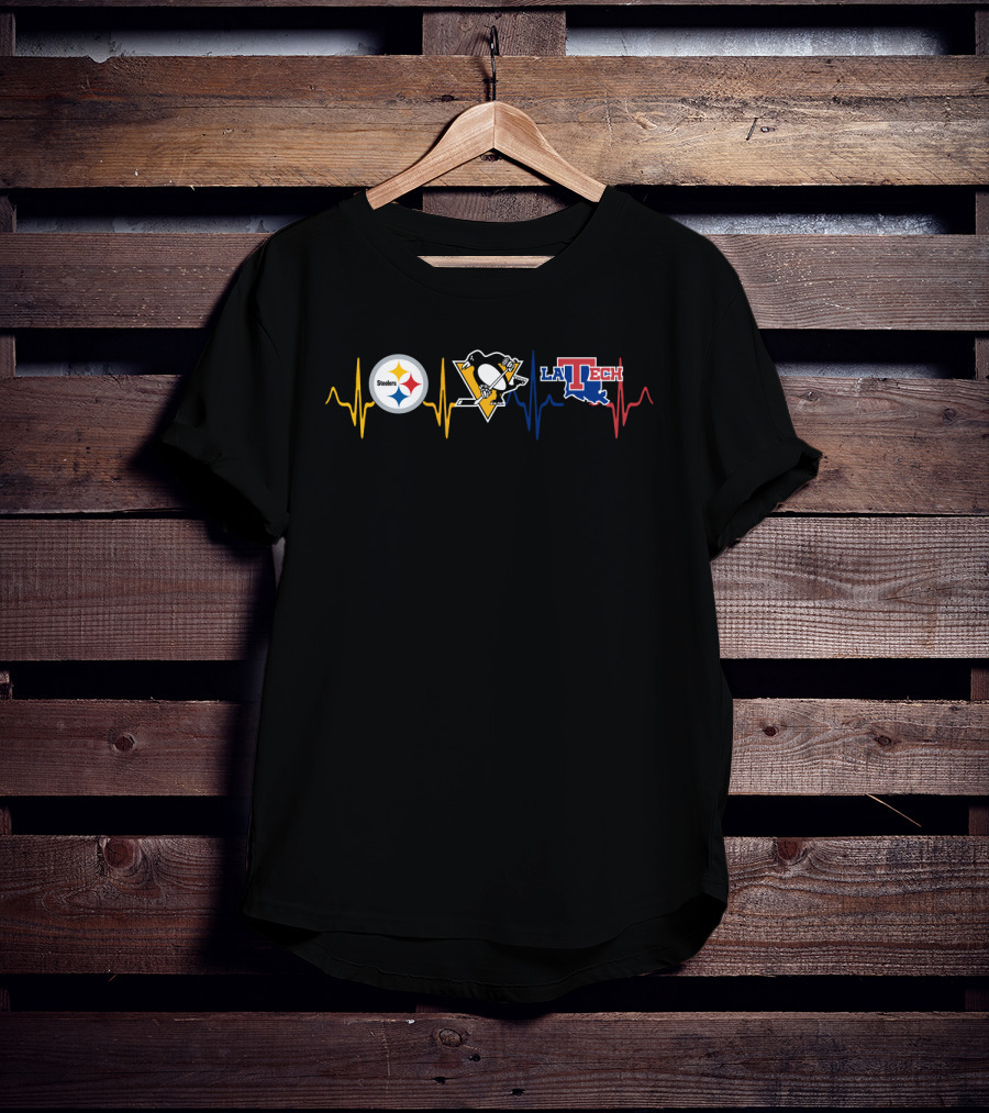 Steelers Penguins Louisiana Tech Heartbeat T-Shirt